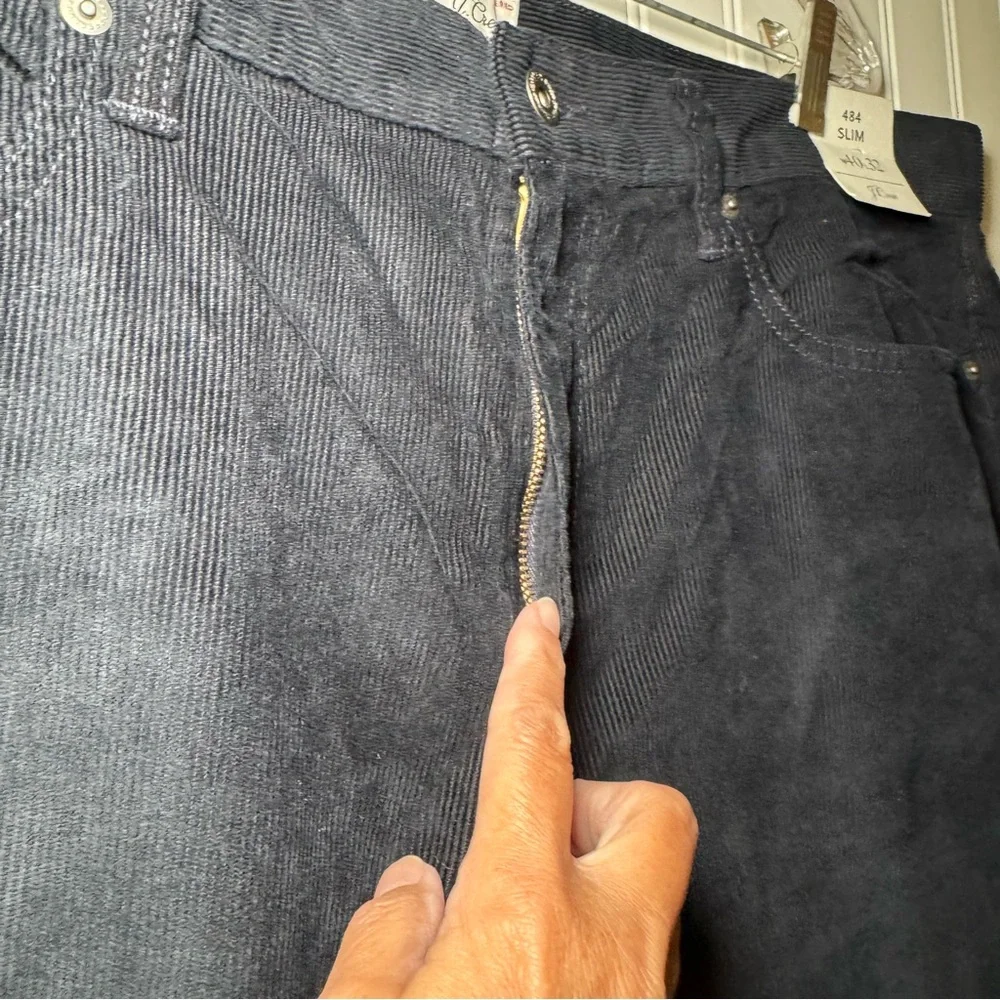 J. Crew 484 Slim Corduroy Pants Men's‎ Size W40 X L32 Blue Zip Closure Pockets